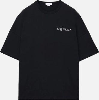 Alexander McQueen Mens Alexander McQueen Oversized Vertical Back Logo T-Shirt in Black - Size: 42