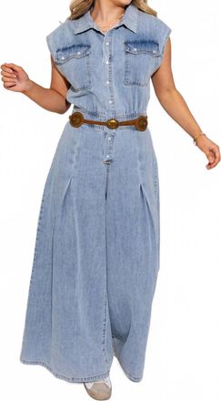 So Me Wide Leg Denim Jumpsuit In Blue