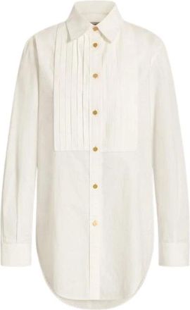 Alberta Ferretti Overhemden, Dames, Beige, M, Katoen, Oversized Katoenen Smokinghemd