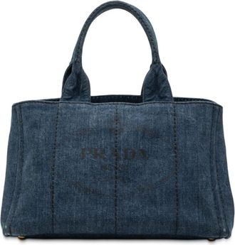 Prada Pre-owned Prada Small Denim Canapa Logo Satchel Ladies 2CEBN6GARVGCNG5D