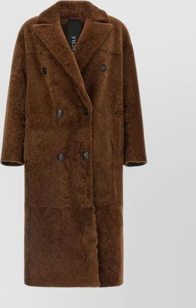 BLANCHA double-breasted longline fur jacket