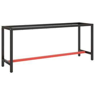 Berkfield Home Work Bench Frame Matte Black & Matte Red 190x50x79 cm Metal | Size: 190 x 50 x 79 cm