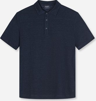 Olymp Poloshirt OLYMP, Herren, Gr. XXL, marine, Web, Obermaterial: 95% Leinen, 5% Elasthan, unifarben, regular fit h&uuml;ftbedeckend, Rundhals, abgesteppte Kant