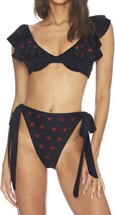 Beach Riot Sparkle Heart Lucy Bottom In Black