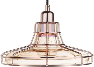 Beliani Lampadario in vetro rame colore giallo oro Torre