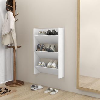 vidaXL Vidaxl - Zapatero De Pared Madera Contrachapada Blanco 60x18x90 Cm