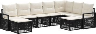 vidaXL Conjunto De Sof&aacute;s De Jard&iacute;n 9 Uds. Negro Rat&aacute;n Sint&eacute;tico Vidaxl