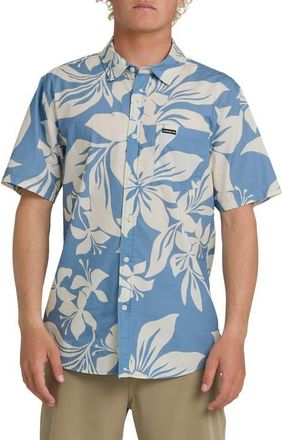 Quiksilver Kailua Floral Classic Short Sleeve Cotton Button-Up Shirt in Riviera at Nordstrom, Size Xx-Large