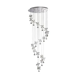 Netlighting Aviva Ceiling Cluster Pendant 20 Light 4000K LED Chrome Crystal in Grey