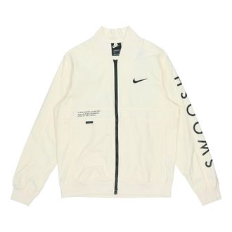 Nike Sportswear Swoosh Logo Print Sports Jacket Mens White DJ5368-110