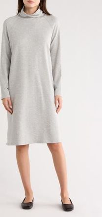 Eileen Fisher Drapey Turtleneck Long Sleeve Dress in Dark Pearl at Nordstrom Rack, Size Xx-Small