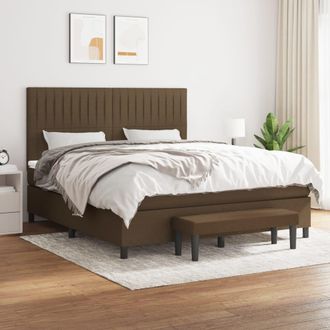 vidaXL Vidaxl - Cama Box Spring Con Colch&oacute;n Tela Marr&oacute;n Oscuro 160x200 Cm