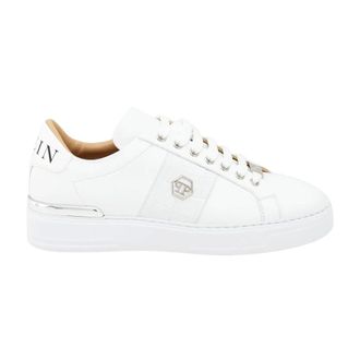 Philipp Plein Sneakers, female, White, Size: 11 US Mix Leather Lo-Top Sneakers Hexagon