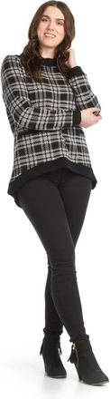 Papillon Plaid High Low Sweater In Black/white