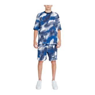 A|X Armani Exchange Training Sets, male, Blue, Size: L LogoPrint TShirt Shorts Set