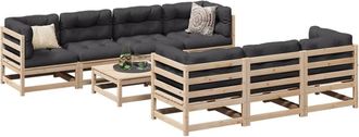 vidaXL Juego De Sof&aacute;s De Jard&iacute;n 8 Pzas Con Conjines Madera Maciza Pino Vidaxl