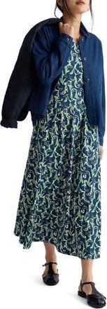 Seasalt Cornwall Veronica Print Stretch Organic Cotton Jersey Midi Dress in Painty Bluebell Dark Voyage at Nordstrom, Size 12 Us