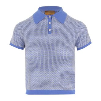 Guest In Residence Cashmere Knitwear, female, Blue, Size: S Shrunken Cashmere Pique Polo Shirt