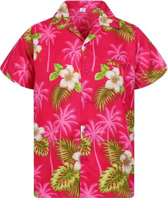 V.H.O. Funky Hawaiian Shirt, Small Flower, Pink, 3XL