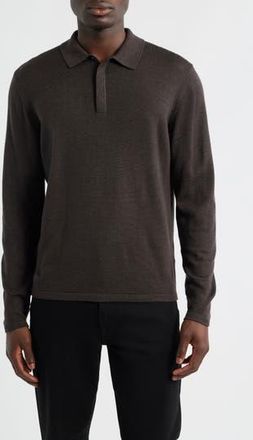 Robert Barakett Thomas Merino Wool Long Sleeve Polo in Brown at Nordstrom Rack, Size Xx-Large