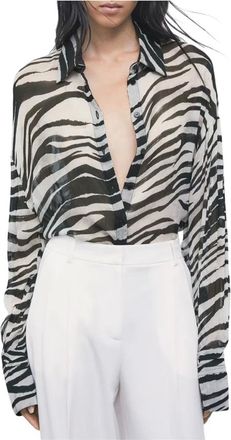 Patrizia Pepe Camicia trasparente con stampa zebra - - Blouses & Shirts - Donna - Bianco - S