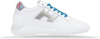 Hogan Leren Vetersneakers Multicolor Hiel - Dames - Sneakers - Wit - 34 EU - Su&egrave;de - Schoenen