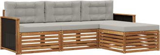 vidaXL Conjunto De Sof&aacute;s De Exterior 4 Uds. Natural Y Gris Claro Vidaxl