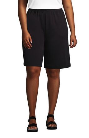 Lands End Plus Size Sport Knit High Rise Shorts in Black at Nordstrom, Size X-Large Short