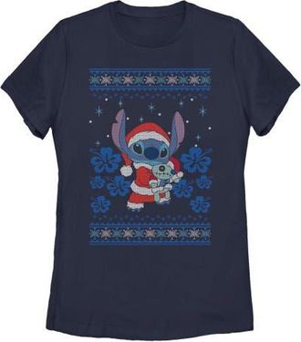 Lilo & Stitch Womens Lilo & Stitch Christmas with Scrump Graphic T-Shirt in Navy Blue at Nordstrom, Size Medium