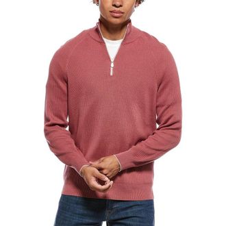Brunello Cucinelli Raspberry Half-Zip Knit Sweater, Brand Size 44 (US Size 34)