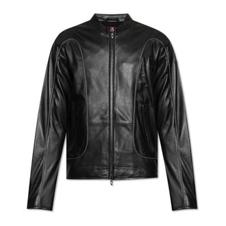 Diesel Leather Jackets, male, Black, Size: 2XL Leather jacket L-Krixy