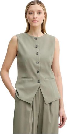 Sams&oslash;e & Sams&oslash;e Saruma Vest - Dames - Bodywarmers - Groen - M - Leer - Jassen