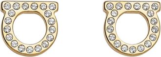Ferragamo Golden Gancini Crystal Stud Earrings