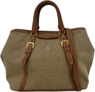 Prada Pre-owned Handbags, female, Brown, Size: ONE SIZE Pre-owned Vintage Canvas Handbag