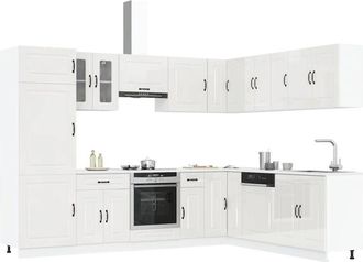 vidaXL Vidaxl - Mueble Cocina Kalmar Blanco Brillo 14 Pzas Madera Contrachapada