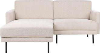Beliani Beliani - Modern Upholstered Right Hand Corner Sofa Couch 2-Seater Metal Legs Woven Fabric Light Beige Cushioned Back Breda