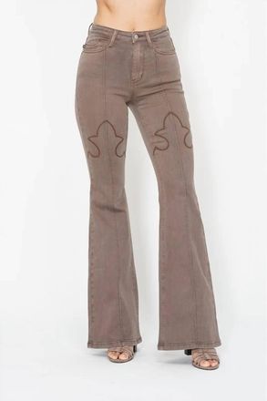 Judy Blue High Waist Garment Dyed Flare Jeans In Brown