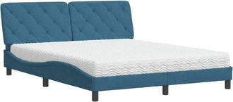 vidaXL Vidaxl - Cama Con Colch&oacute;n Terciopelo Azul 160x200 Cm