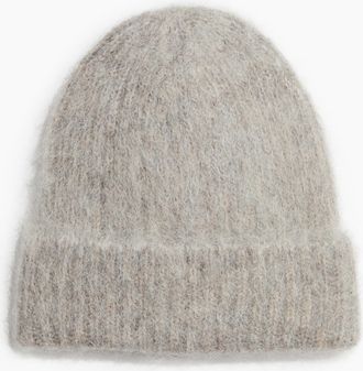 H&M Gerippte Beanie aus Alpakamix - Grau