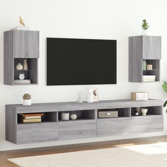 vidaXL Vidaxl - Muebles Para Tv Con Luces Led 2 Uds Gris Sonoma 30,5x30x60 Cm