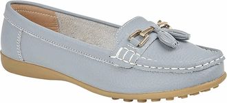 Jo & Joe Ladies Leather Loafer Shoes Plimsole Pumps Womens Flat Shoes Baby Blue Size UK 5 EU 38