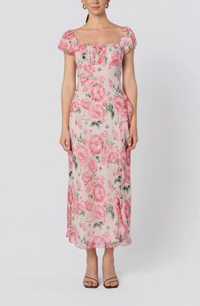 ASTR the Label Florence Floral Ruffle Detail Dress in Pink Floral at Nordstrom, Size X-Small