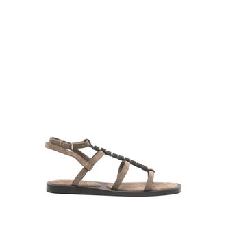 Brunello Cucinelli Brunello Cucinelli, Flat Sandals, female, Beige, Size: 8 1/2 US Suede Sandals