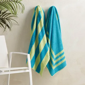 Frontgate Set of 2 Two Tone Beach Towel - Air Blue/Sea Blue - Frontgate Resort Collection
