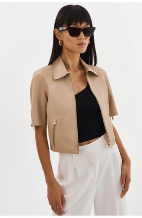 LaMarque SEVANA | Reversible Leather Jacket in Wheat/gold at Nordstrom, Size X-Small