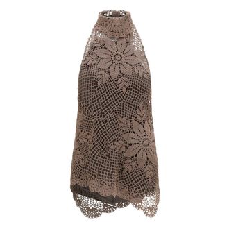 Magda Butrym Top alluncinetto con pizzo e collo alto - - Tops - Donna - Marrone - M