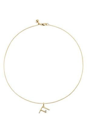 Monica Vinader Diamond Initial Pendant Necklace in 18K Gold Vermeil F at Nordstrom