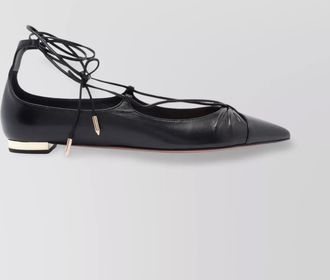 Aquazzura cut-out leather ballerina shoes with gold detail