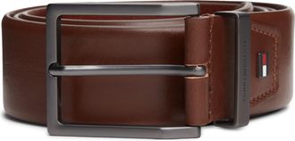 Tommy Hilfiger Lederg&uuml;rtel TOMMY HILFIGER OLIVER SEASONAL, Herren, Gr. 11,5, coffee bean, Rindsleder, G&uuml;rtel Lederg&uuml;rtel, mit eckiger Schnalle und Flag, Breite: 4cm