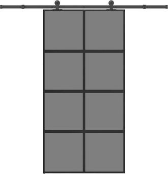 vidaXL Puerta Corredera Herrajes 102,5x205 Cm Vidrio Templado Aluminio Vidaxl